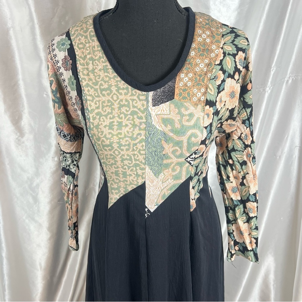 Vintage Stuart Alan Petites Boho Patchwork Midi D… - image 2